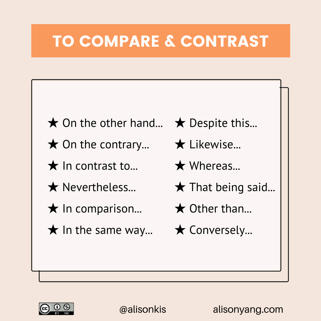 comparative essay sentence starters