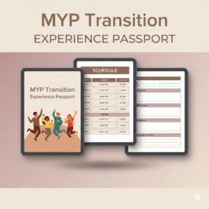 MYP transition passport template with 3 editable pages for student reflection